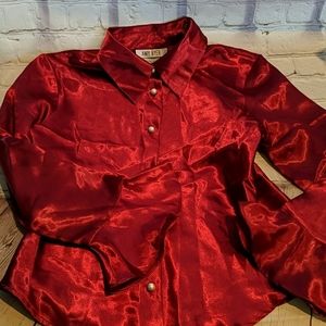 Amy Byer red satin dress shirt